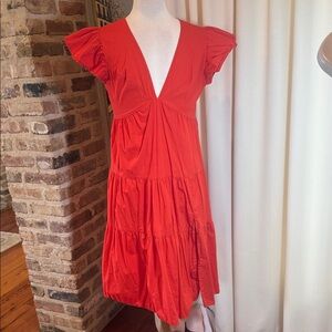 Vero moda red V-Neck Tiered Midi Dress - Women's Large